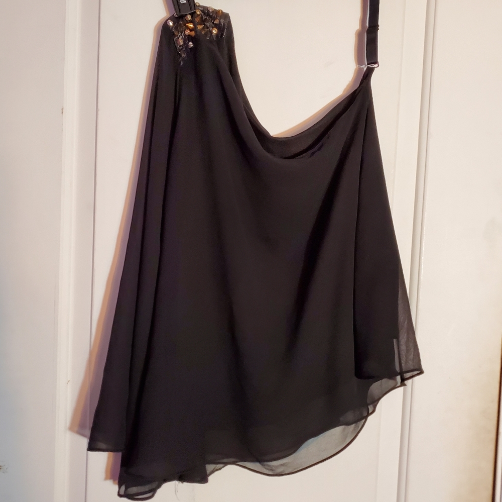 One shoulder punk rock goth flowy blouse top